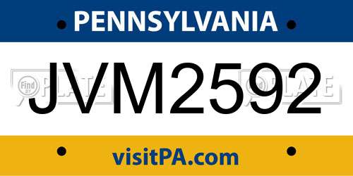JVM2592 Pennsylvania License Plate