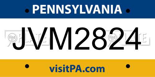 JVM2824 Pennsylvania License Plate