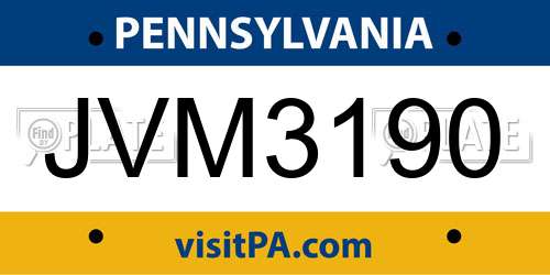 JVM3190 Pennsylvania License Plate