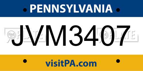 JVM3407 Pennsylvania License Plate