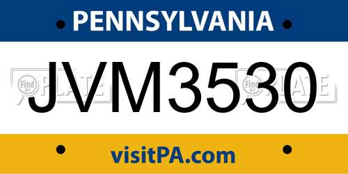 JVM3530 Pennsylvania License Plate