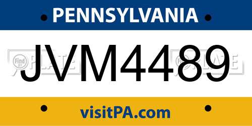 JVM4489 Pennsylvania License Plate