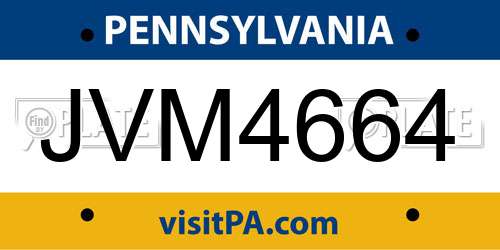 JVM4664 Pennsylvania License Plate