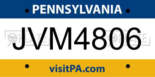 JVM4806 Pennsylvania License Plate