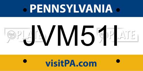 JVM51I Pennsylvania License Plate