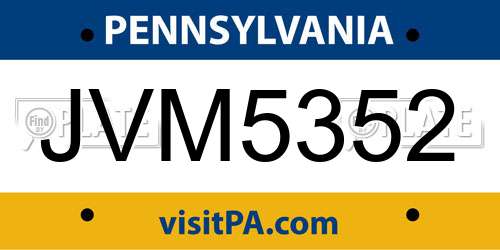 JVM5352 Pennsylvania License Plate