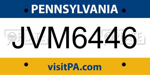 JVM6446 Pennsylvania License Plate