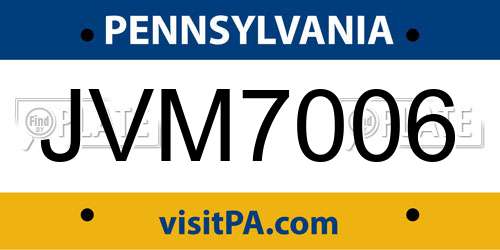 JVM7006 Pennsylvania License Plate