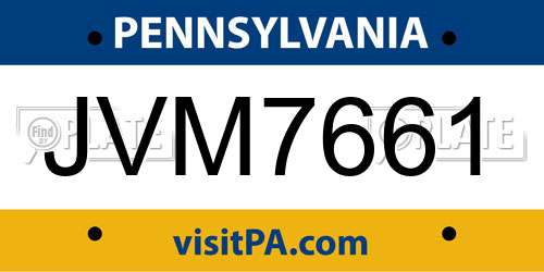 JVM7661 Pennsylvania License Plate
