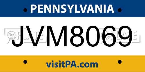 JVM8069 Pennsylvania License Plate