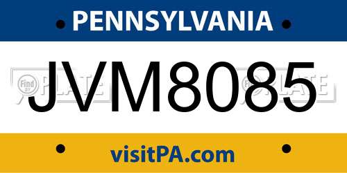 JVM8085 Pennsylvania License Plate