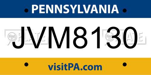 JVM8130 Pennsylvania License Plate
