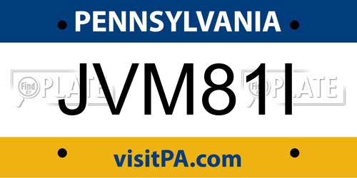 JVM81I Pennsylvania License Plate