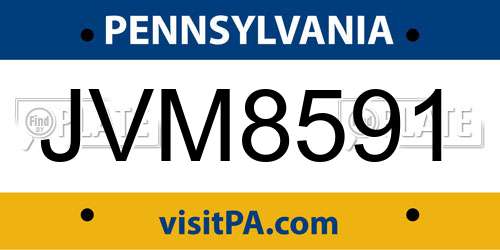JVM8591 Pennsylvania License Plate