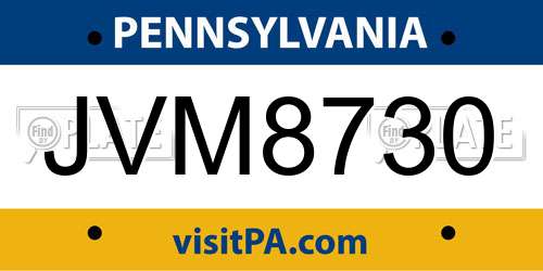 JVM8730 Pennsylvania License Plate