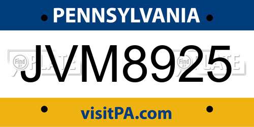 JVM8925 Pennsylvania License Plate