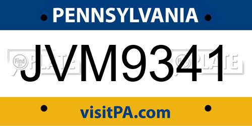 JVM9341 Pennsylvania License Plate