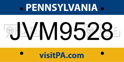 JVM9528 Pennsylvania License Plate