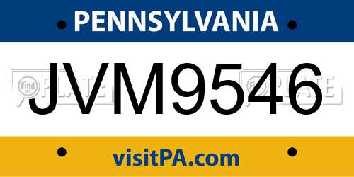JVM9546 Pennsylvania License Plate