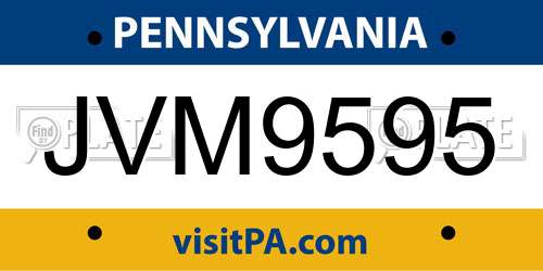 JVM9595 Pennsylvania License Plate