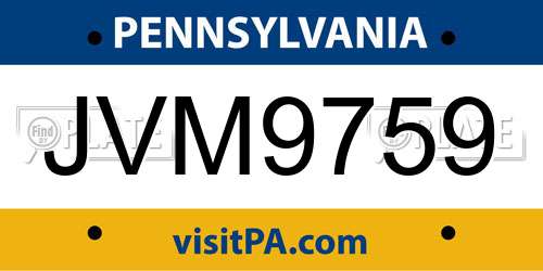 JVM9759 Pennsylvania License Plate