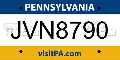 JVN8790 Pennsylvania License Plate