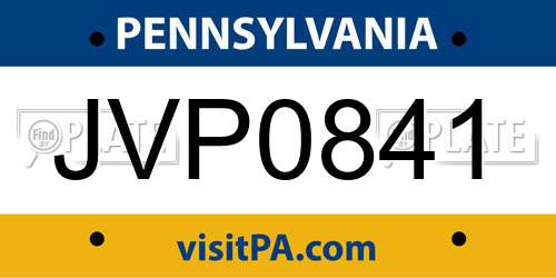 JVP0841 Pennsylvania License Plate