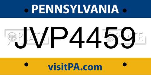 JVP4459 Pennsylvania License Plate