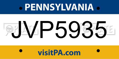 JVP5935 Pennsylvania License Plate