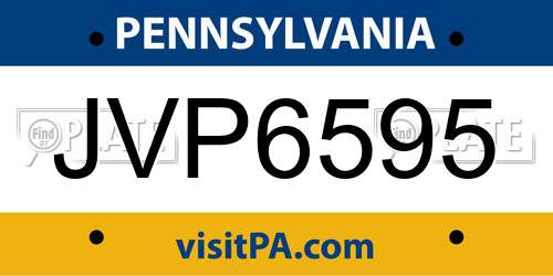JVP6595 Pennsylvania License Plate