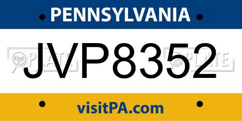 JVP8352 Pennsylvania License Plate
