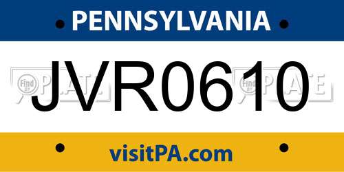 JVR0610 Pennsylvania License Plate