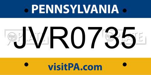 JVR0735 Pennsylvania License Plate