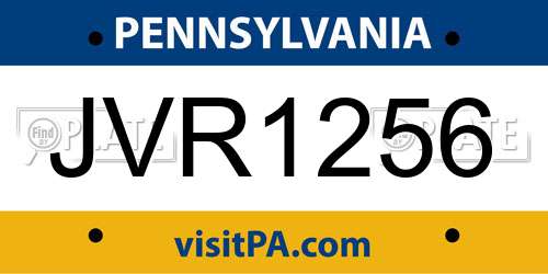 JVR1256 Pennsylvania License Plate