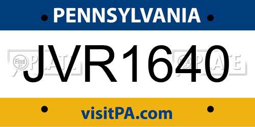JVR1640 Pennsylvania License Plate