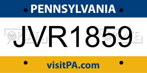 JVR1859 Pennsylvania License Plate
