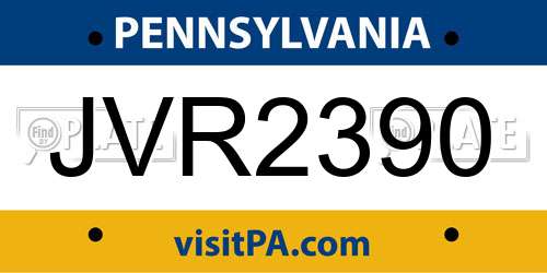 JVR2390 Pennsylvania License Plate