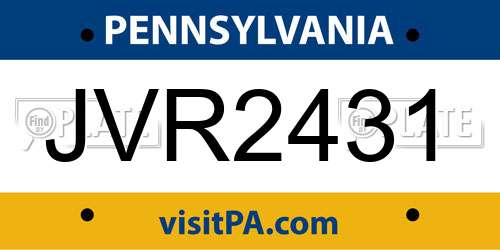 JVR2431 Pennsylvania License Plate