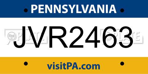 JVR2463 Pennsylvania License Plate