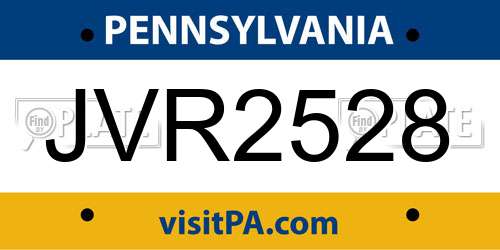 JVR2528 Pennsylvania License Plate