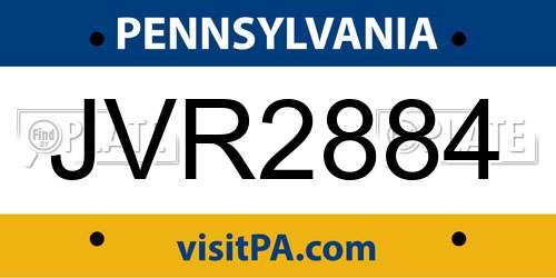 JVR2884 Pennsylvania License Plate