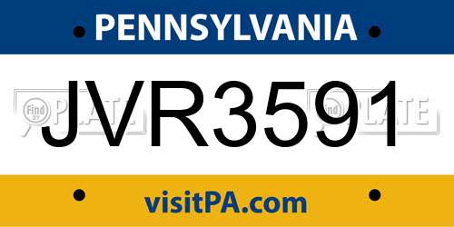 JVR3591 Pennsylvania License Plate
