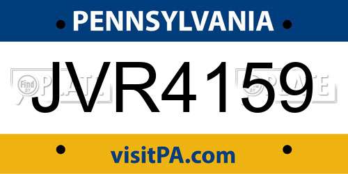 JVR4159 Pennsylvania License Plate