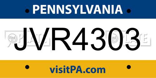 JVR4303 Pennsylvania License Plate