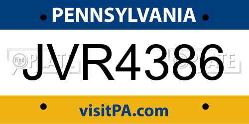 JVR4386 Pennsylvania License Plate