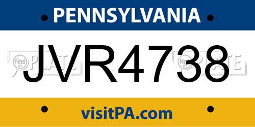 JVR4738 Pennsylvania License Plate