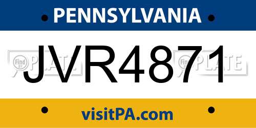 JVR4871 Pennsylvania License Plate