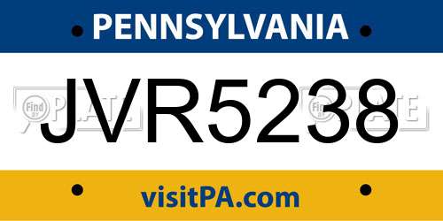 JVR5238 Pennsylvania License Plate