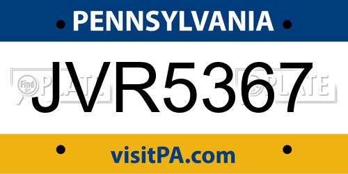 JVR5367 Pennsylvania License Plate