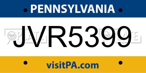 JVR5399 Pennsylvania License Plate